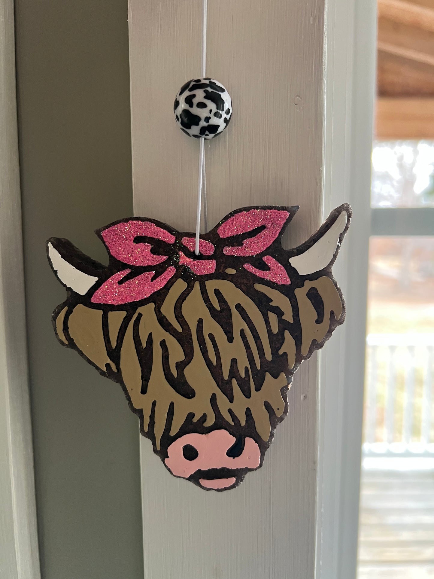 Highland Cow Pink Bow