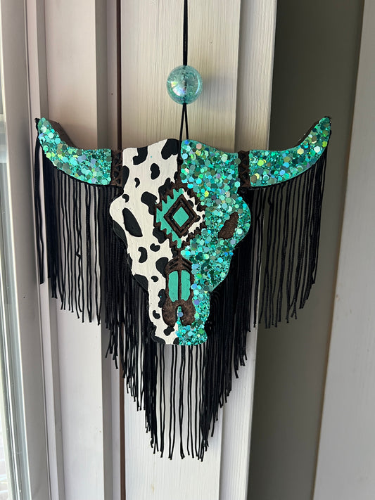 Turquoise /Cowhide Skull